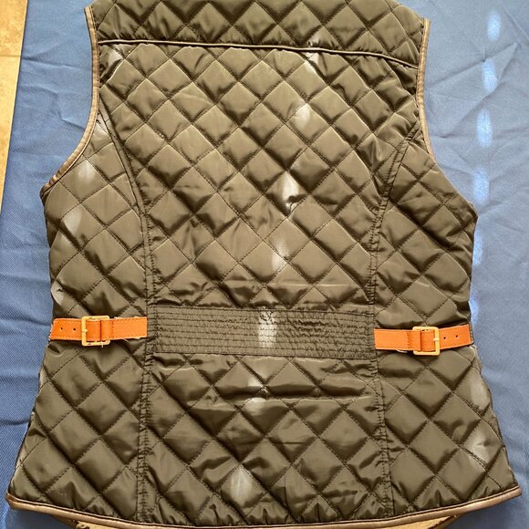 Ci Sono Vest Sherpa Lined Tan Quilted Full Zip Vest Women Size MED With Pockets - Picture 6 of 6
